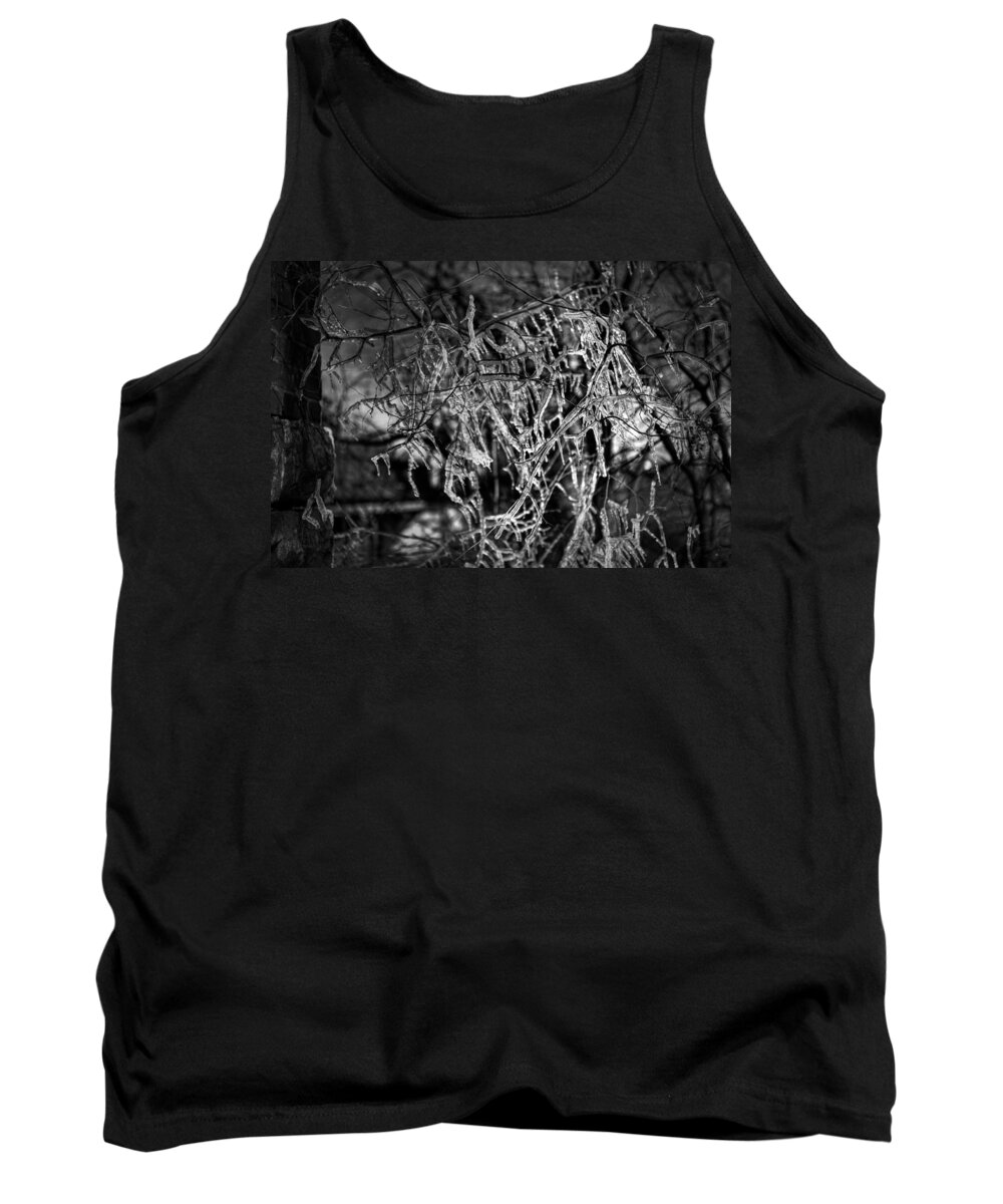 Adams Tank Top featuring the photograph Gloomy Icy Tree by Brett Engle