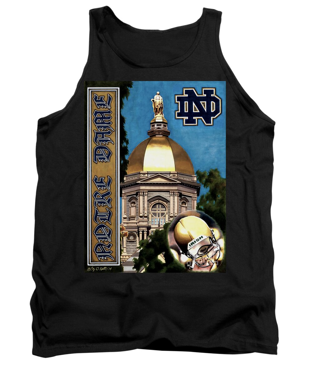 College Tank Top featuring the drawing Golden Dome by Cory Still