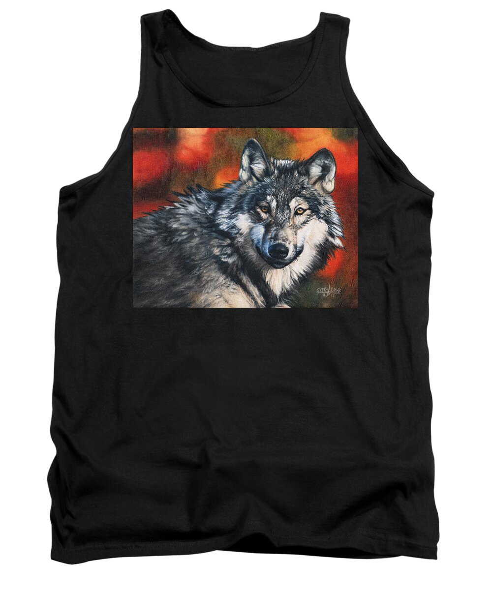 Wolf Tank Top featuring the painting Gray Wolf by Joshua Martin