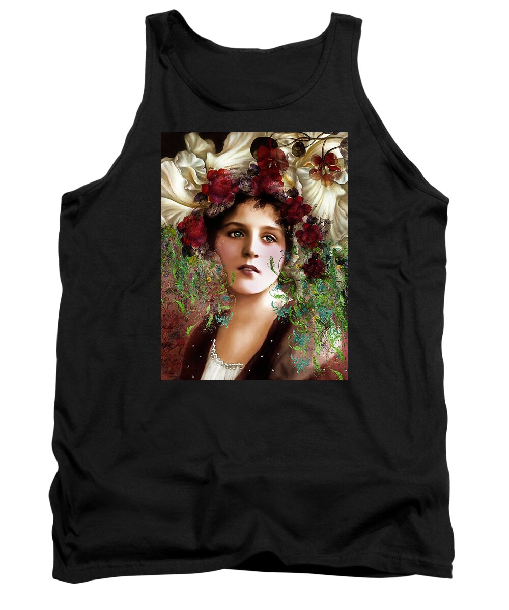 Gypsy Of Autumn Vintage Tank Top featuring the mixed media Gypsy Girl Of Autumn Vintage by Georgiana Romanovna
