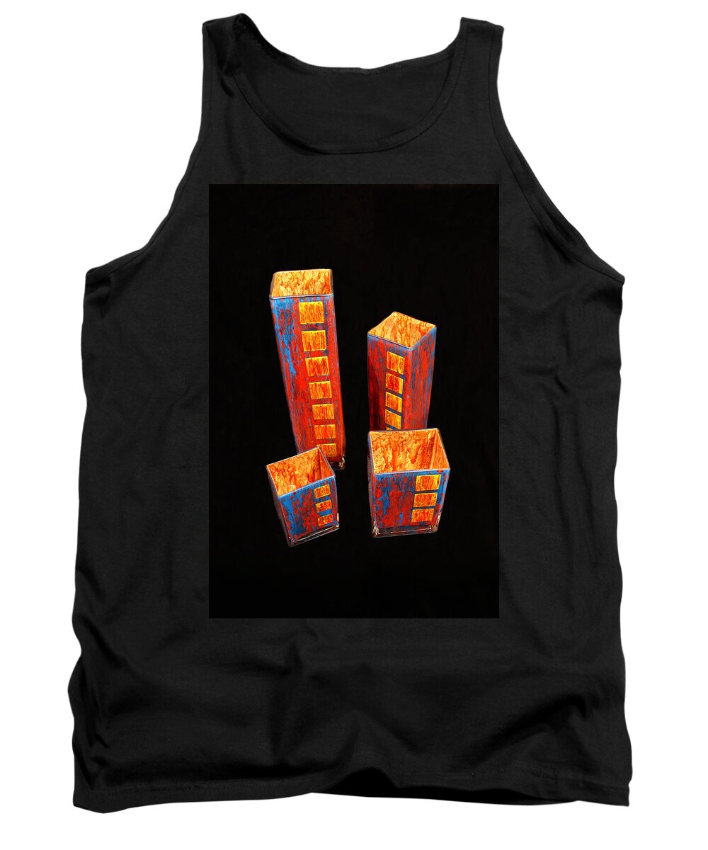 Hand Painted Glass Tank Top featuring the glass art Hand Painted Glass Set of Four Reds by Christopher Schranck