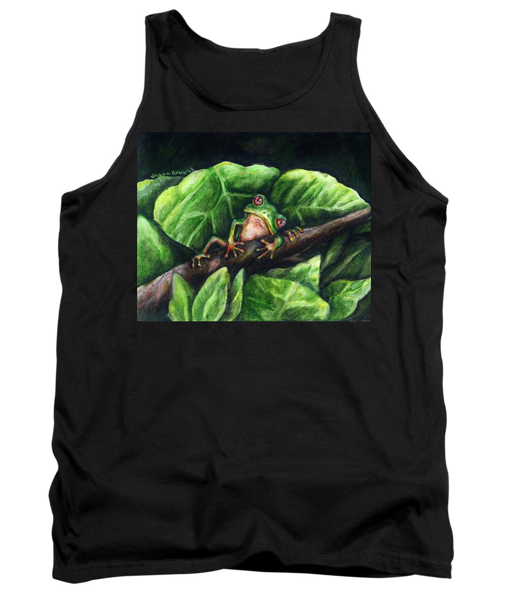 Frog Tank Top featuring the painting Hanging Out by Shana Rowe Jackson