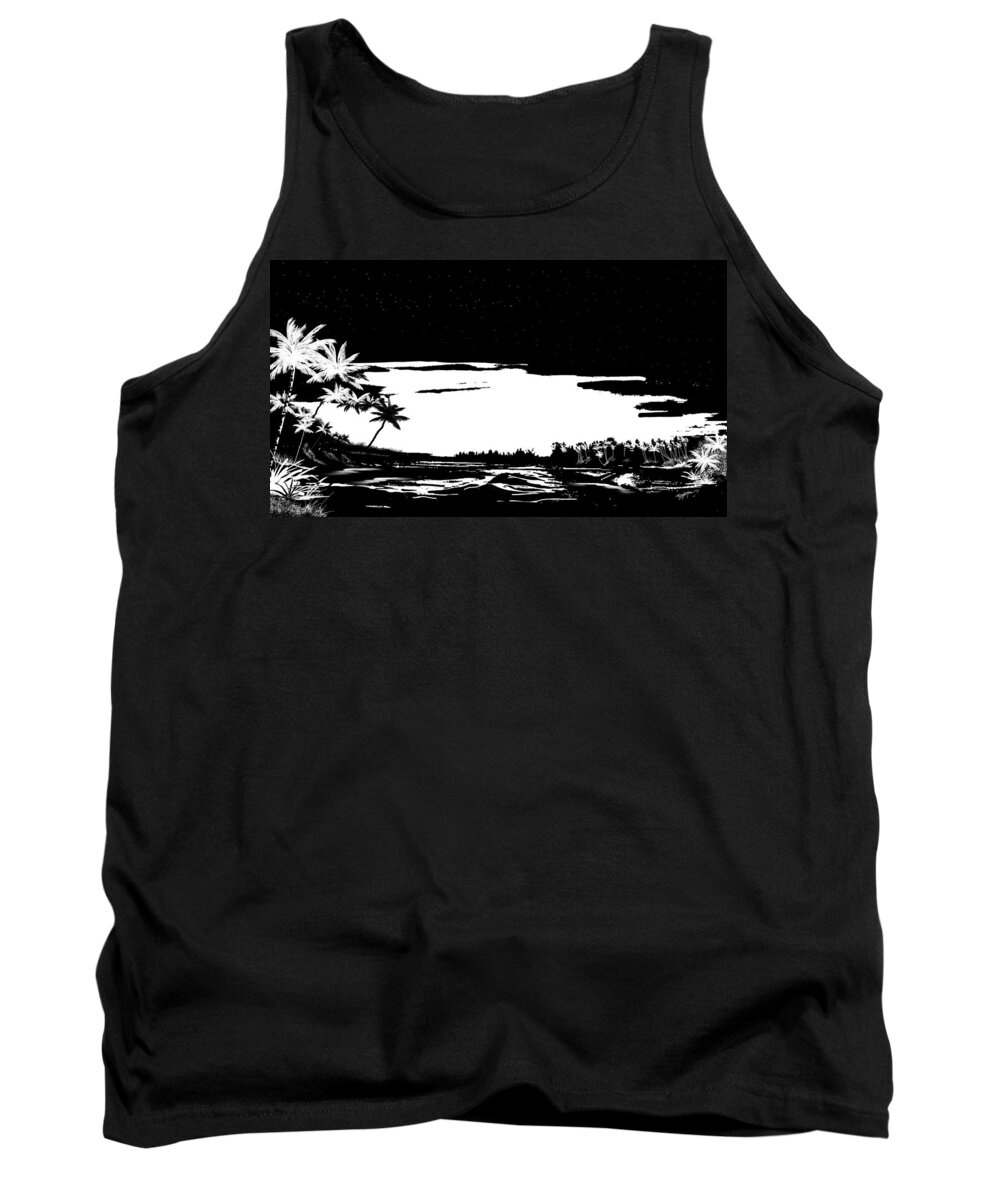 Black And White Print Tank Top featuring the digital art Hawaiian night by Anthony Fishburne