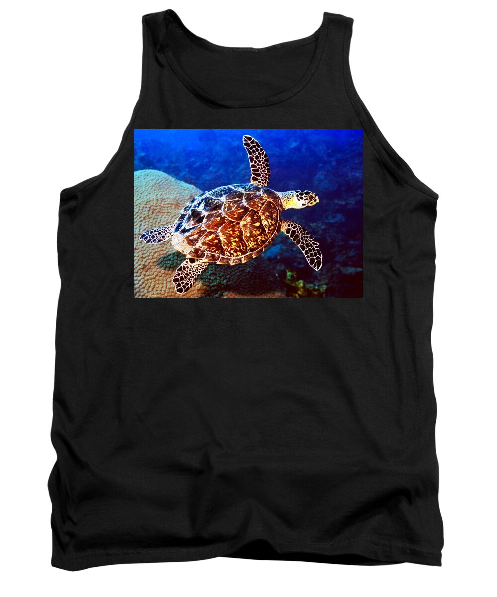  Swimming Sea Turtle Tank Top featuring the photograph Hawksbill by Jean Noren