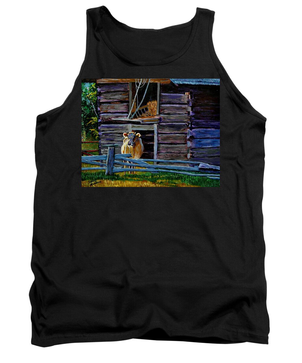 Cow Tank Top featuring the painting Hdemo2 by Stan Hamilton