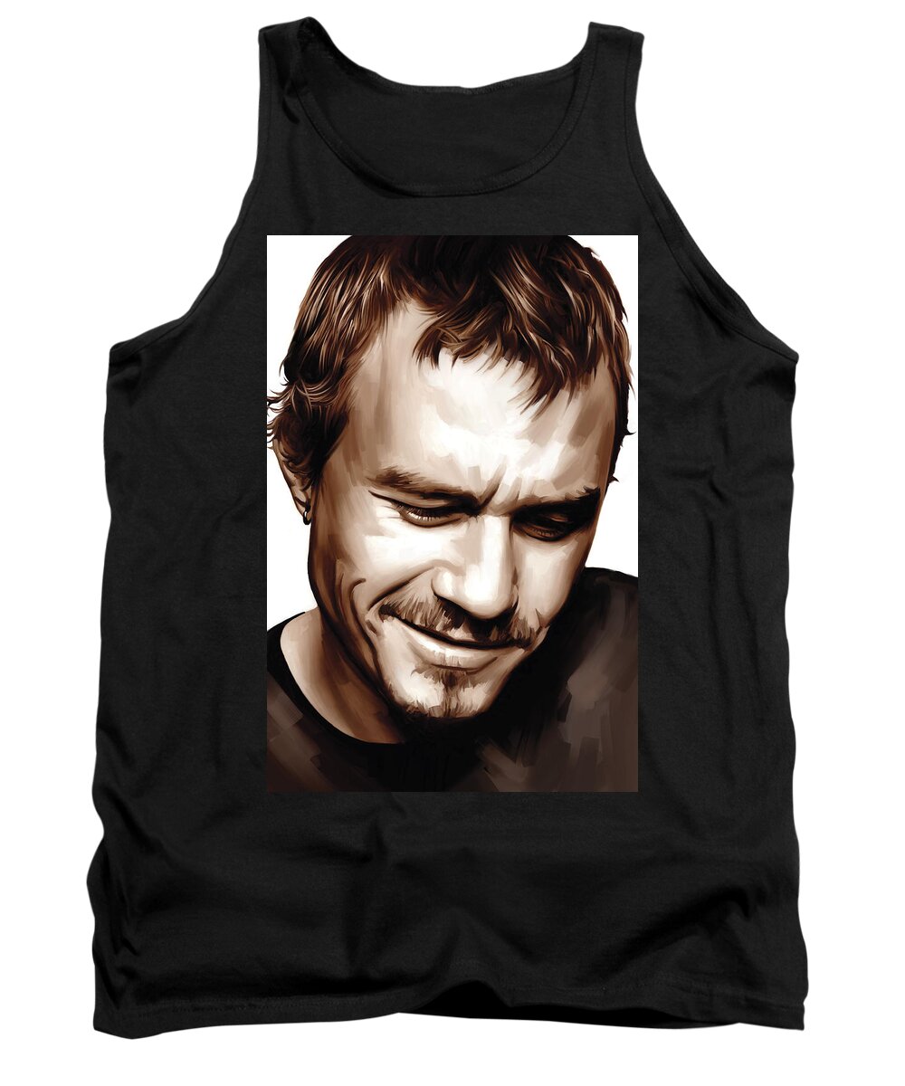 Heath Ledger Paintings Tank Top featuring the painting Heath Ledger Artwork by Sheraz A