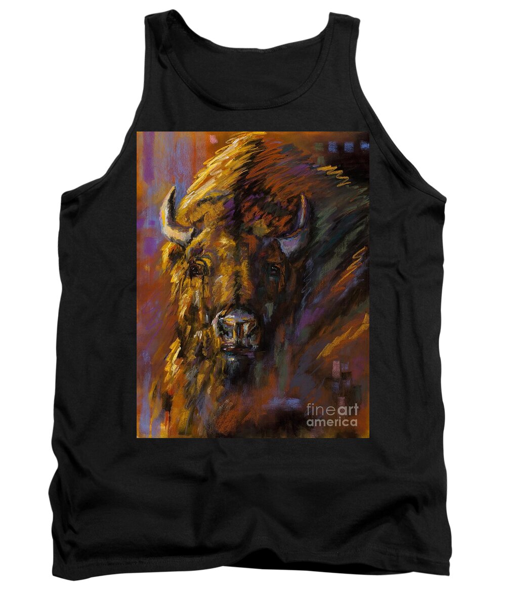 Bison Tank Top featuring the painting Heavy by Frances Marino