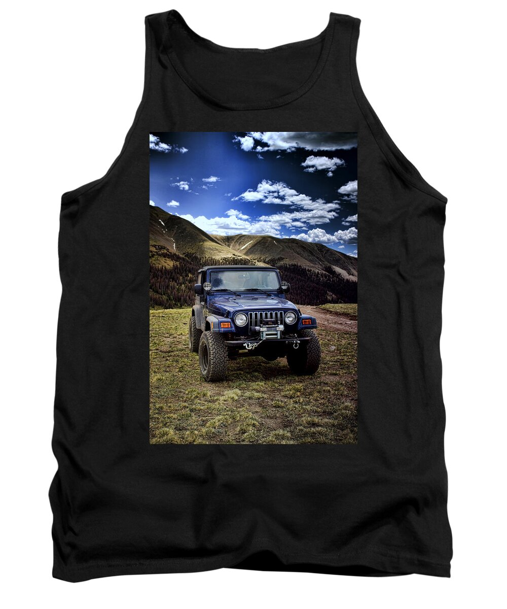 Jeep Tank Top featuring the photograph High Country Adventure by Ellen Heaverlo