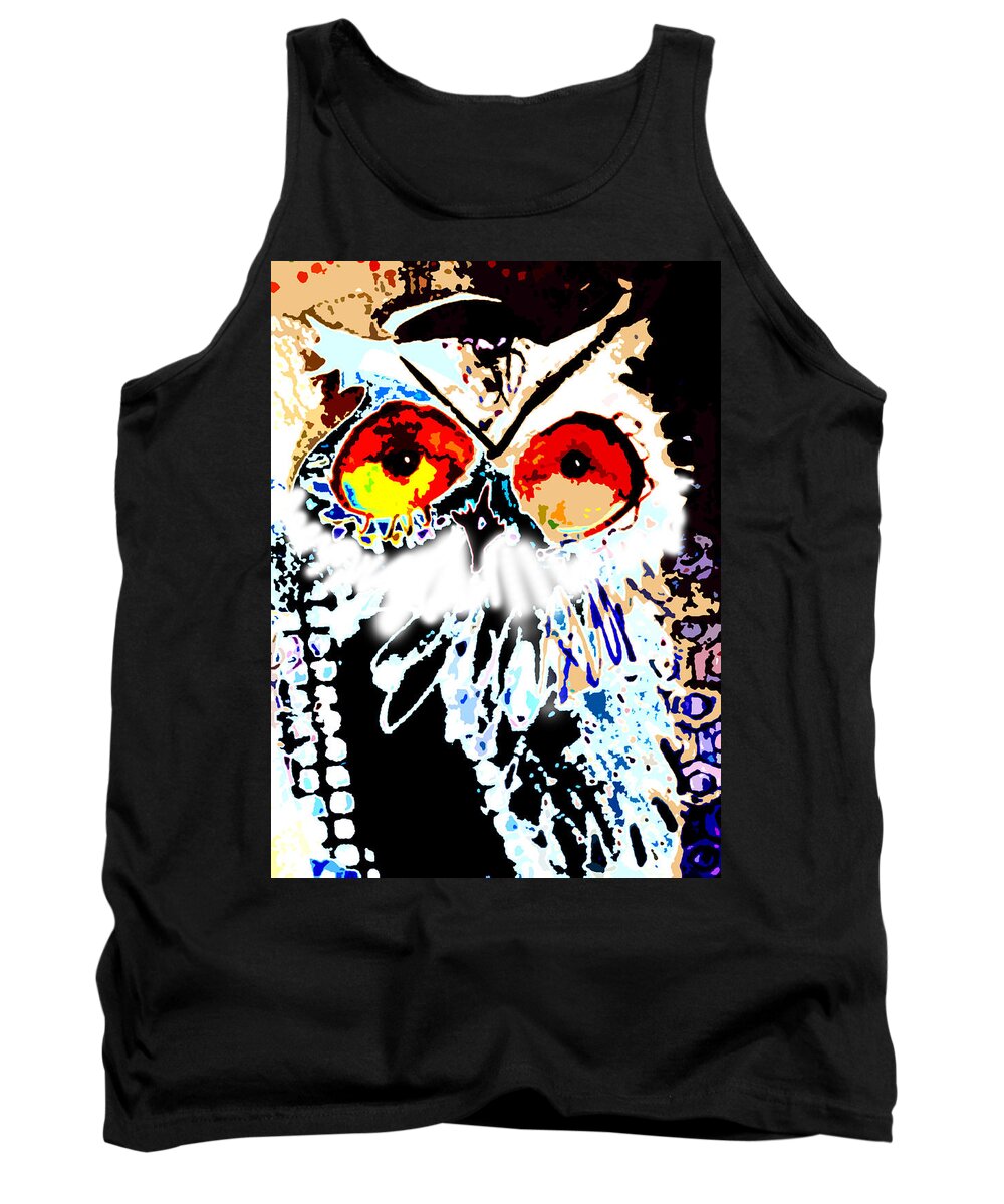 Moon Tank Top featuring the painting Hoot Digitized by Laurel Bahe
