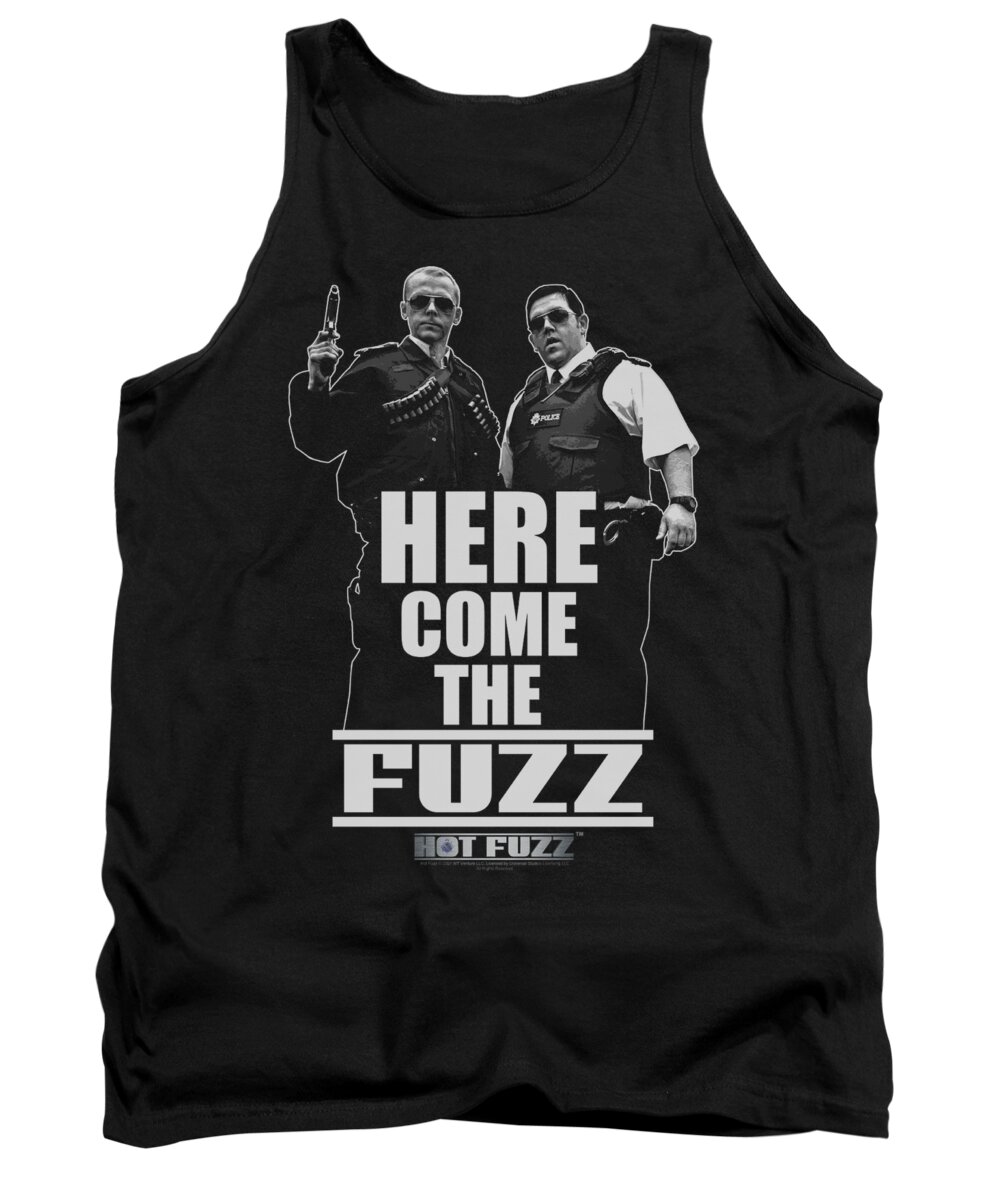 Hot Fuzz Tank Top featuring the digital art Hot Fuzz - Here Come The Fuzz by Brand A