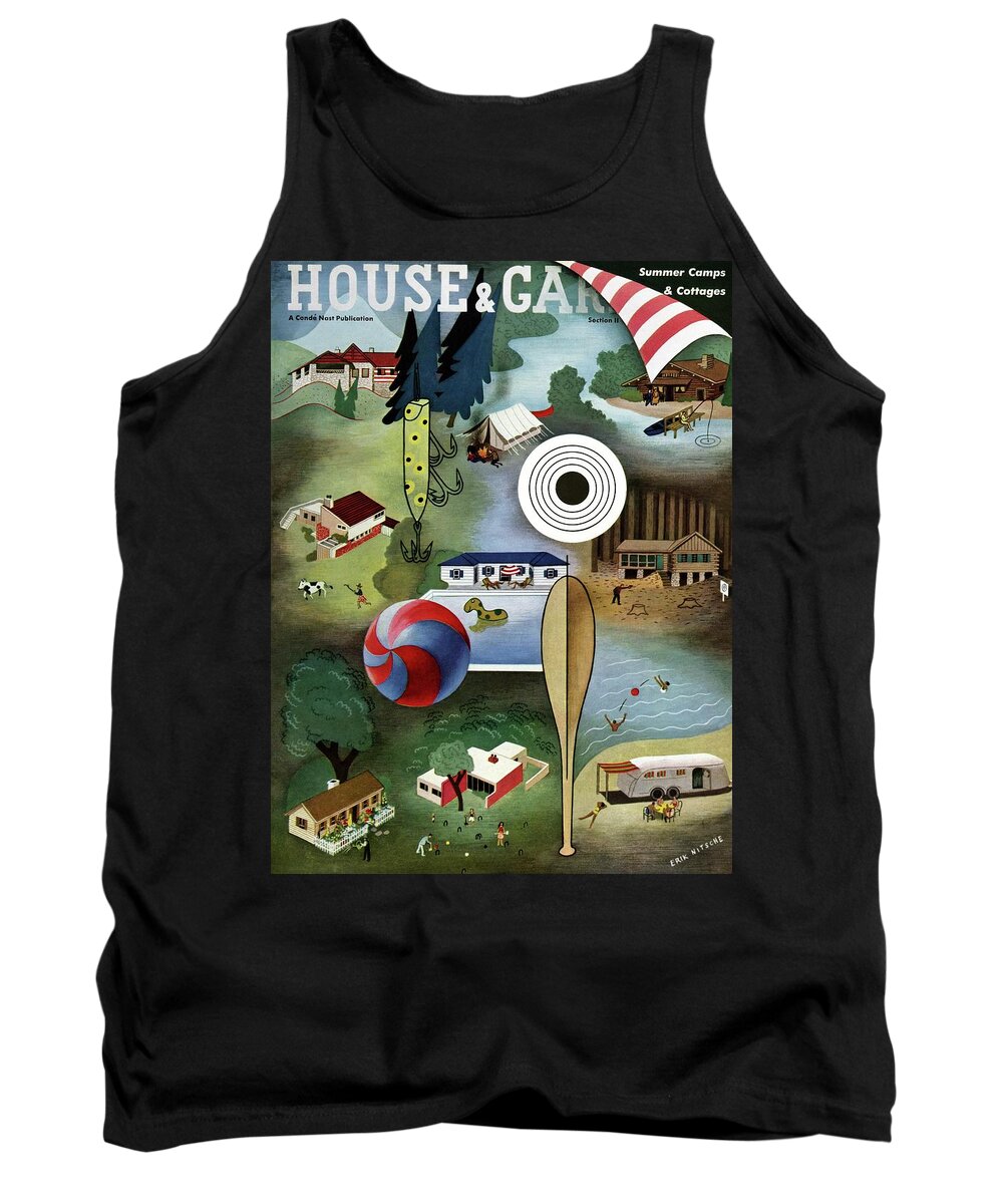 House And Garden Tank Top featuring the photograph House And Garden Summer Camps And Cottages Cover by Erik Nitsche