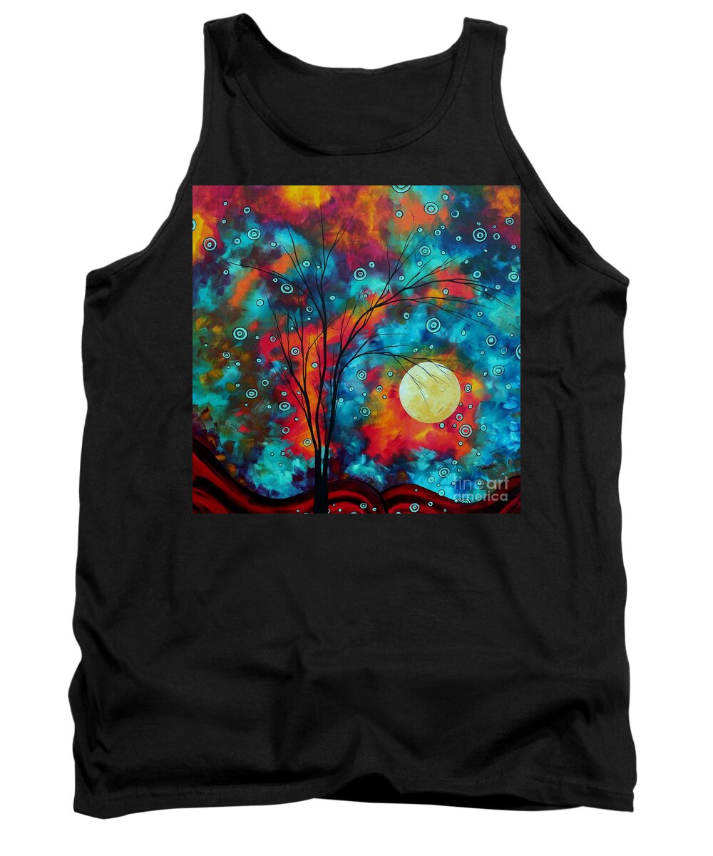 Abstract Tank Top featuring the painting Huge Colorful Abstract Landscape Art Circles Tree Original Painting DELIGHTFUL by MADART by Megan Aroon
