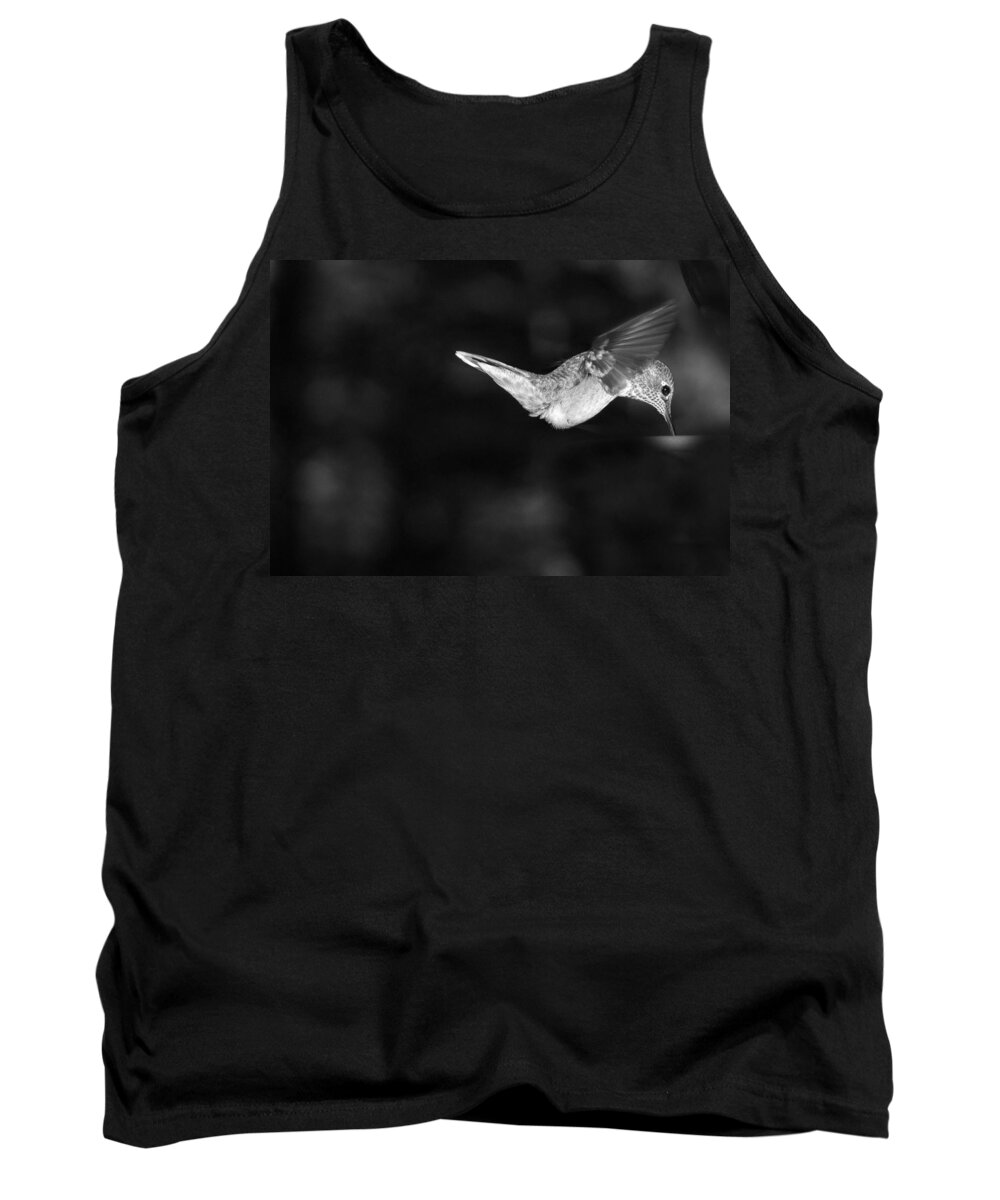 Hummingbird Tank Top featuring the photograph Hummingbird BW by Ron White