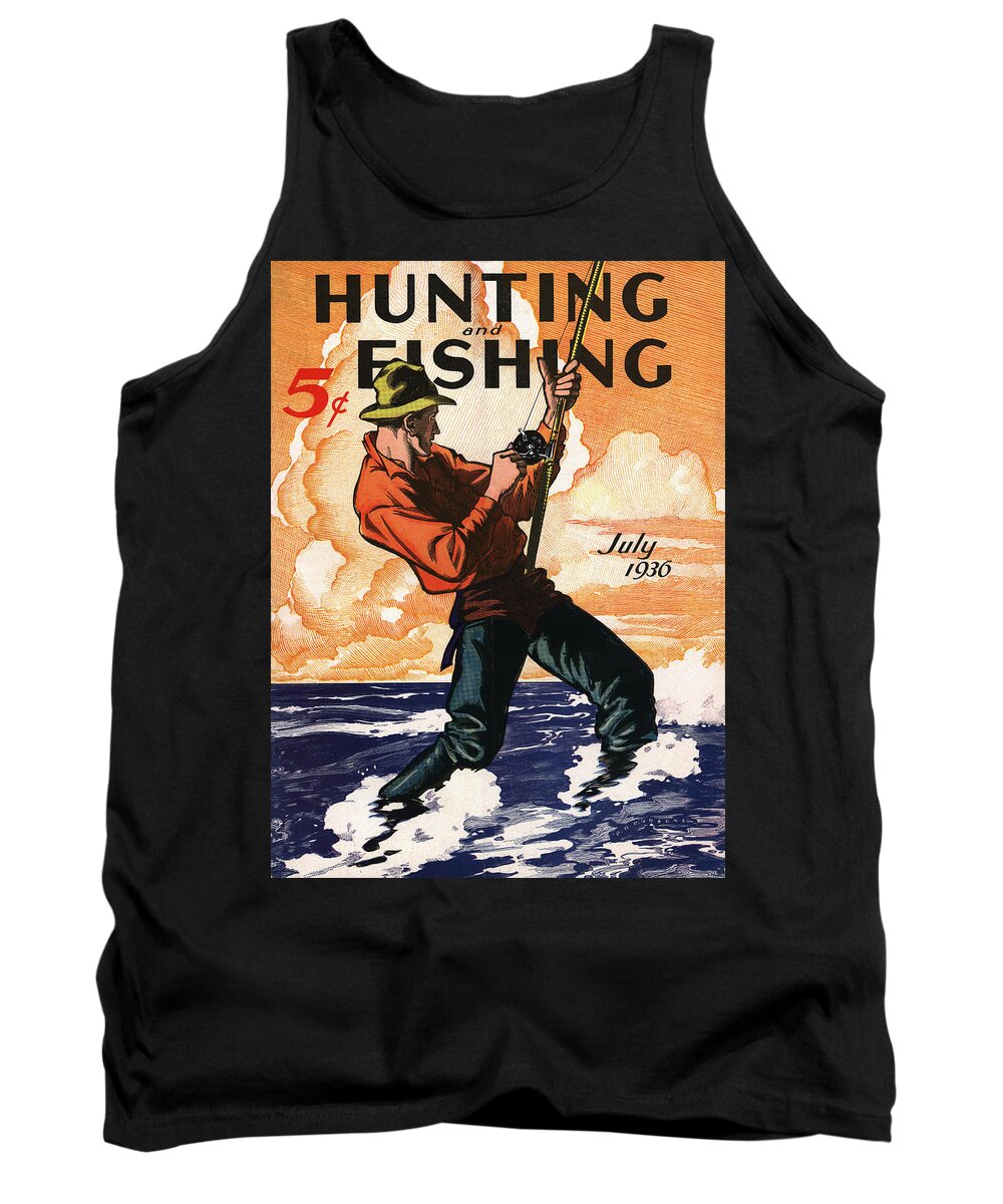 Antique Tank Top featuring the digital art Hunting and Fishing by Gary Grayson