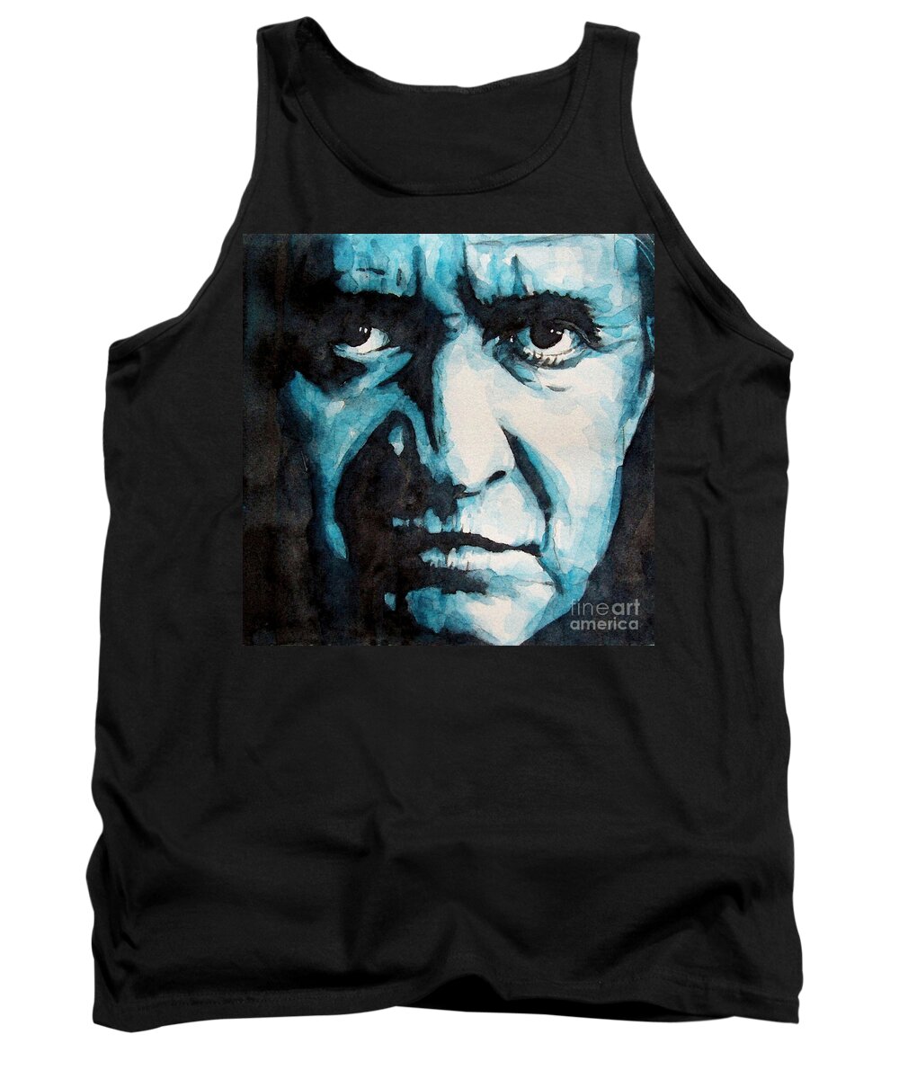 Johnny Cash Tank Top featuring the painting Hurt by Paul Lovering