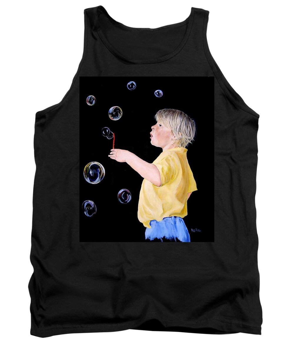 Bubbles Tank Top featuring the painting I'm Forever Blowing Bubbles by Barry BLAKE