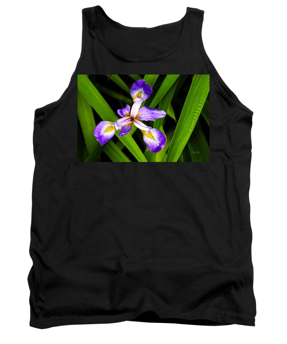 Penny Lisowski Tank Top featuring the photograph Iris Pinwheel by Penny Lisowski