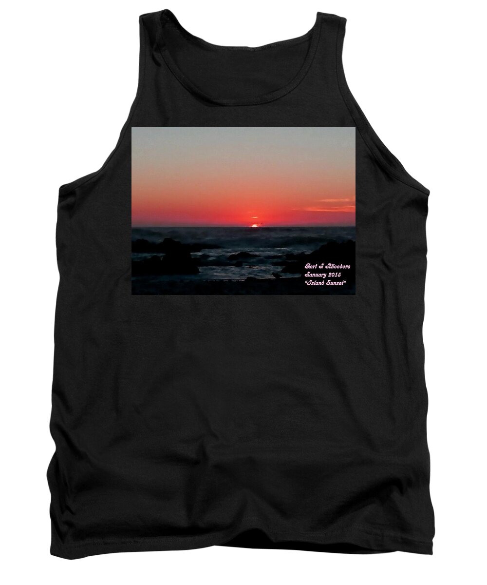 Announcement Tank Top featuring the painting Island Sunset H a by Gert J Rheeders