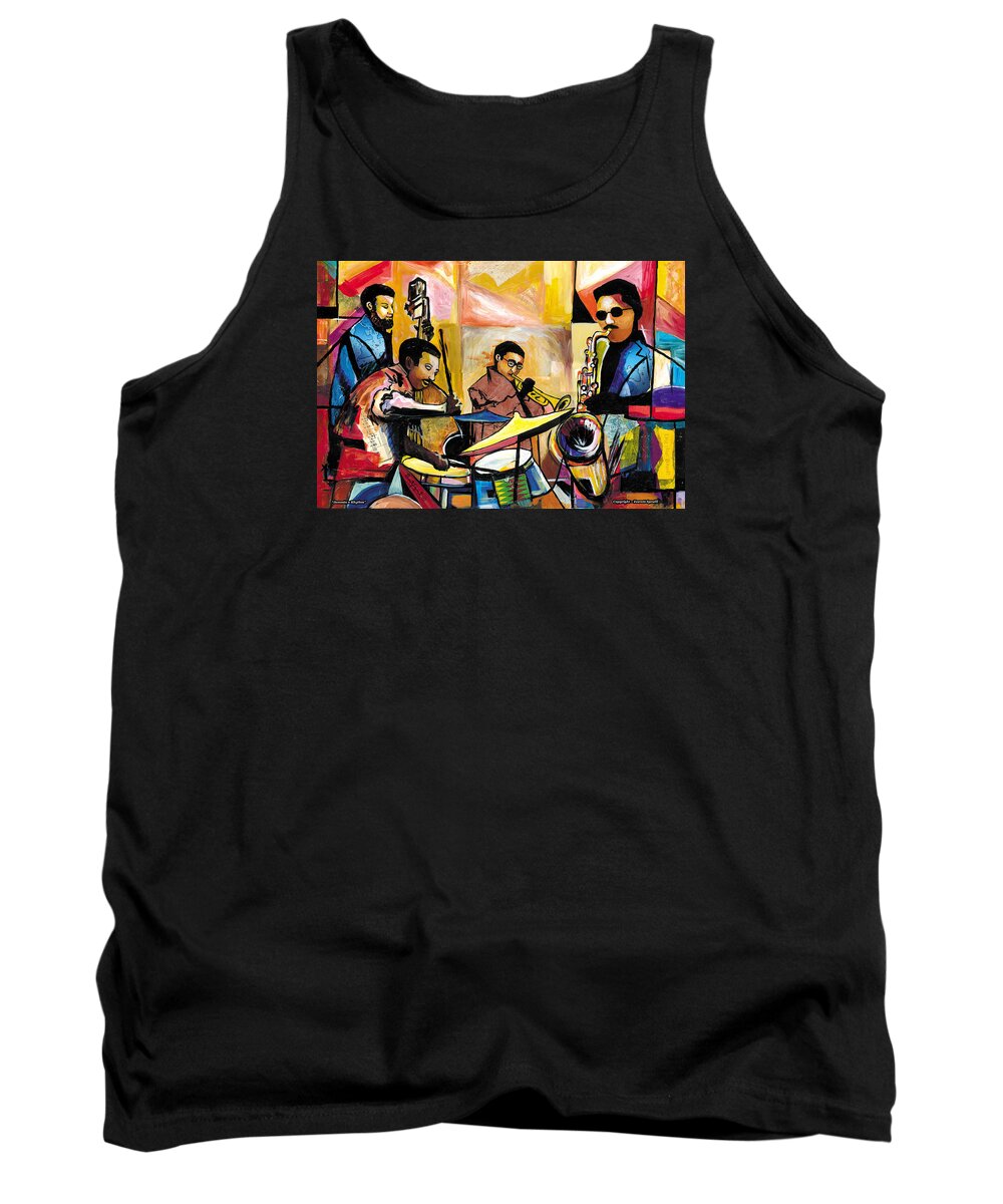 Abstract Art Tank Top featuring the painting Jammin n Rhythm by Everett Spruill