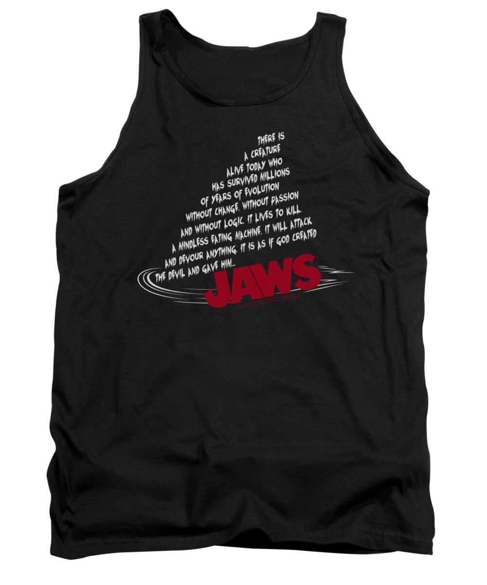 Jaws Tank Top featuring the digital art Jaws - Dorsal Text by Brand A