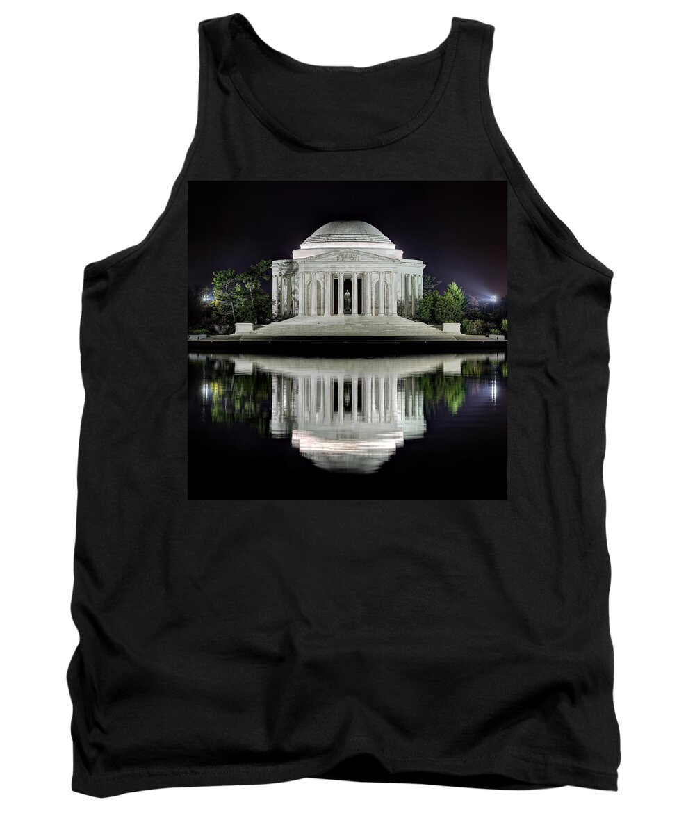 Water Tank Top featuring the photograph Jefferson Memorial - Night Reflection by Metro DC Photography