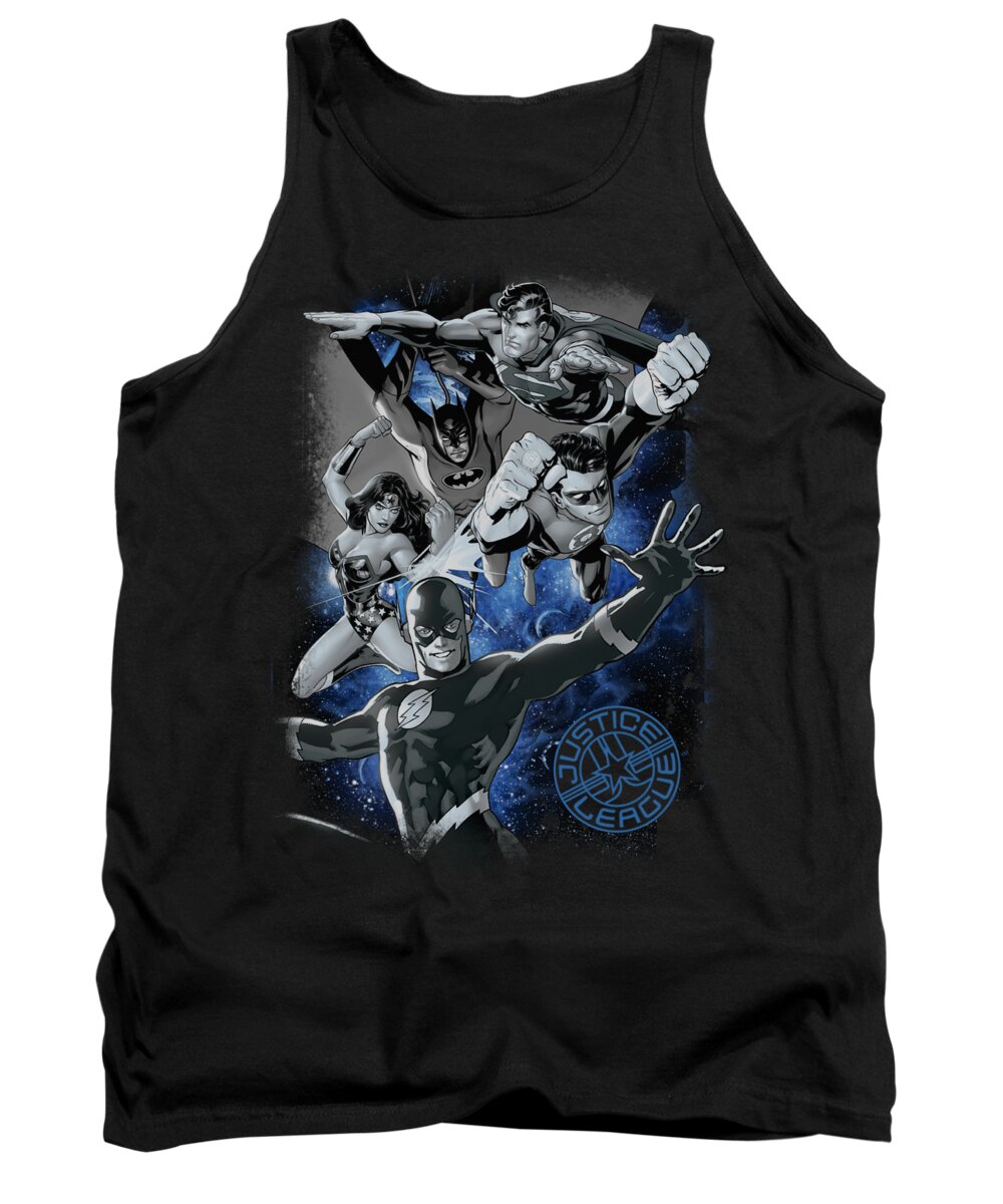 Justice League Of America Tank Top featuring the digital art Jla - Galactic Attack Nebula by Brand A