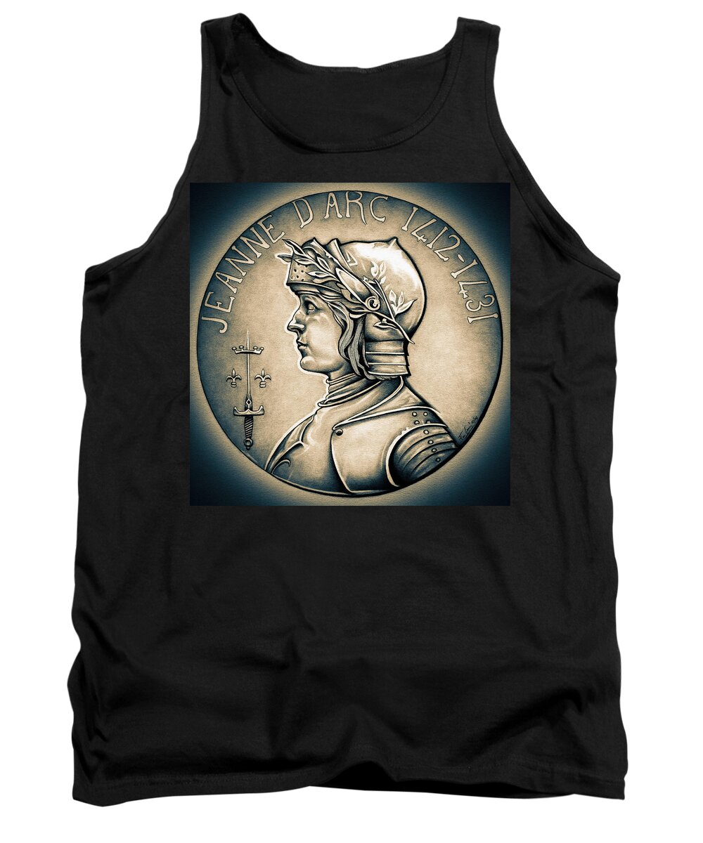 Coin Tank Top featuring the drawing Joan of Arc - Middle Ages by Fred Larucci