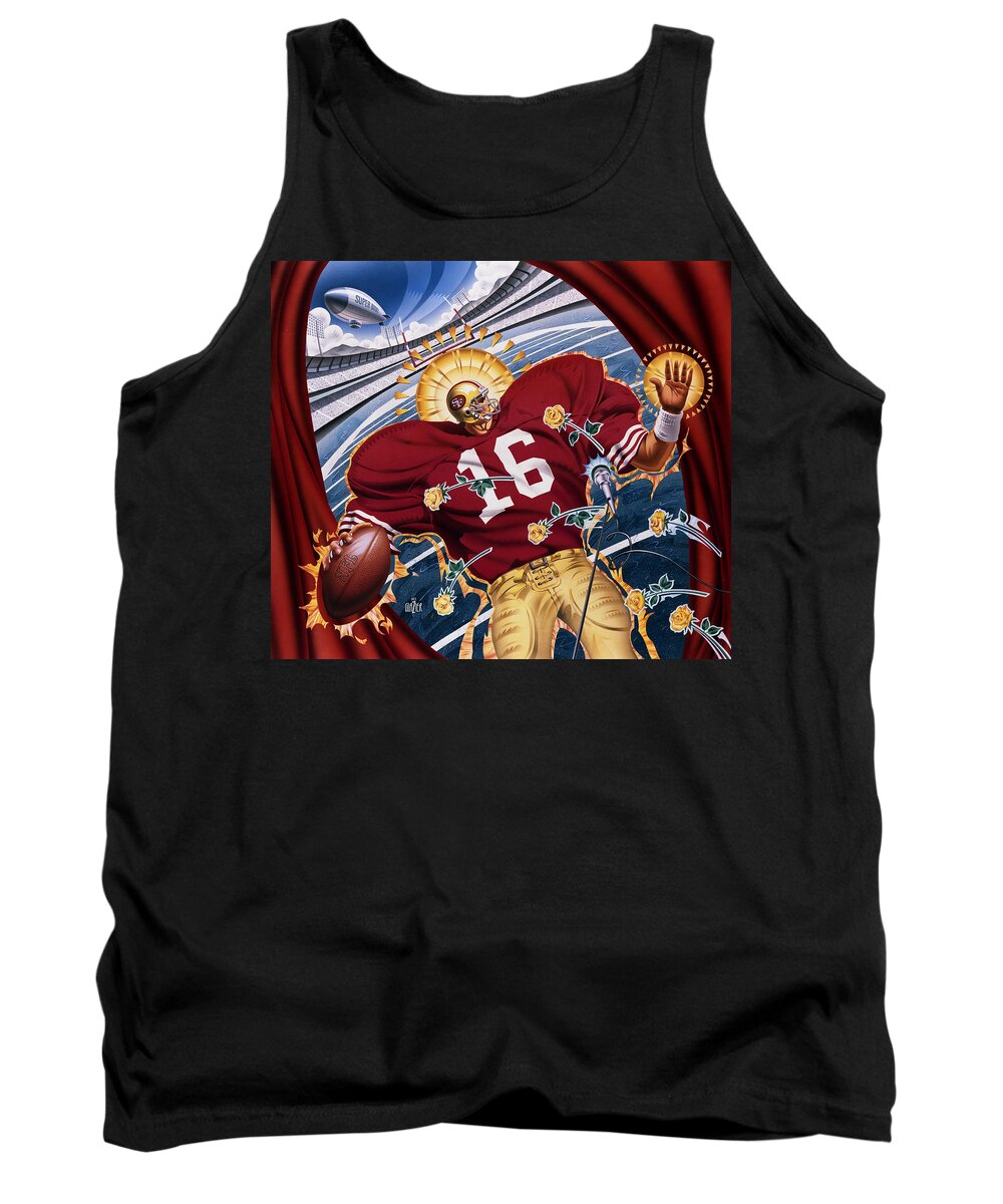 Painting Tank Top featuring the painting Joe Montana and The San Francisco Giants by Garth Glazier
