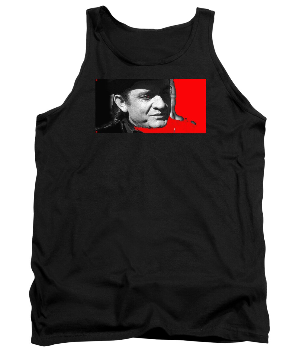 Johnny Cash Music Homage Ring Of Fire Old Tucson Az Red Added Tank Top featuring the photograph Johnny Cash music homage Ring of Fire Old Tucson Arizona 1971 by David Lee Guss