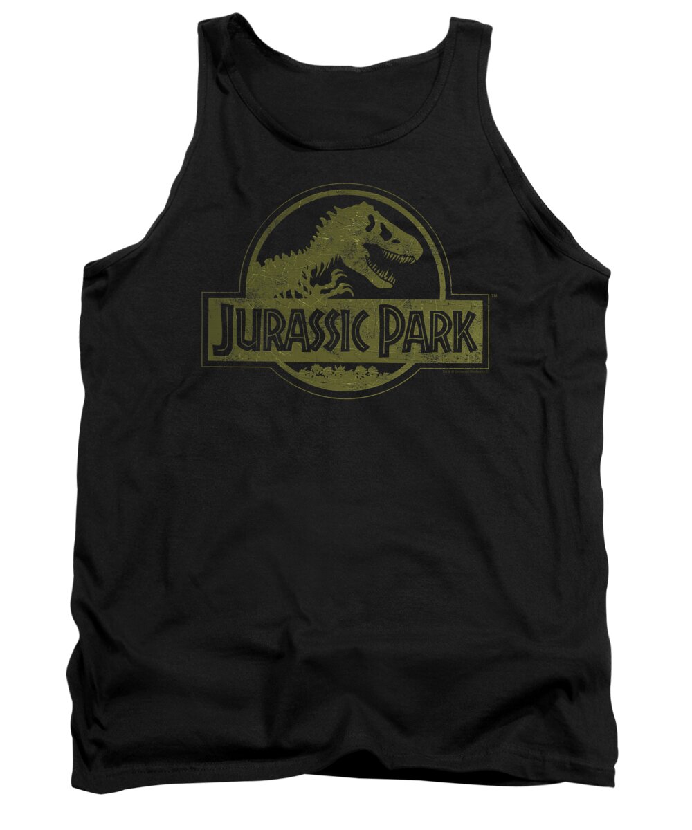 Jurassic Park Tank Top featuring the digital art Jurassic Park - Distressed Logo by Brand A