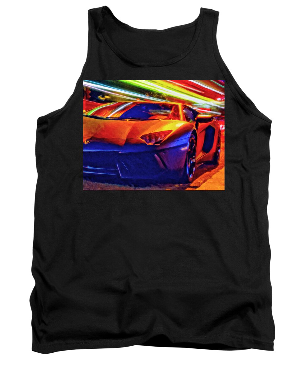 Exotic Cars Tank Top featuring the painting Lamborghini Aventador by Michael Pickett