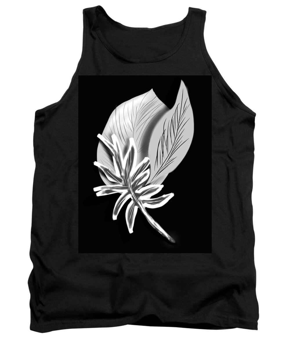 Black & White Tank Top featuring the digital art Leaf ray by Christine Fournier