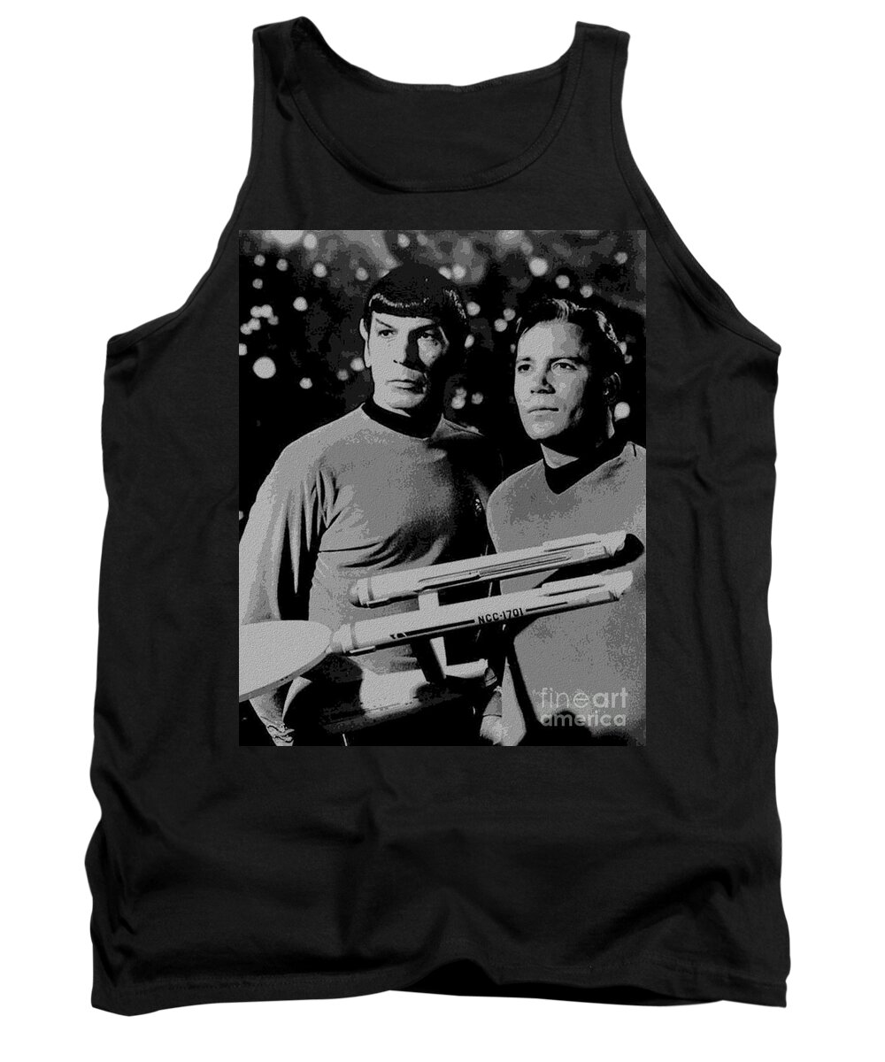Leonard Tank Top featuring the photograph Leonard Nimoy William Shatner Star Trek 1968 by Vintage Collectables