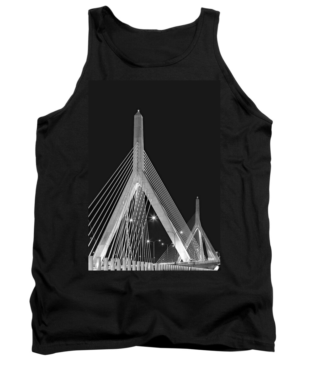 Zakim Tank Top featuring the photograph Leonard P. Zakim Bunker Hill Memorial Bridge BW II by Susan Candelario