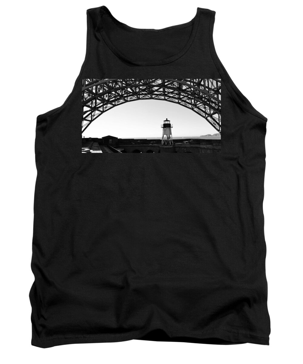California Tank Top featuring the photograph Lighthouse Under Golden Gate by Holly Blunkall