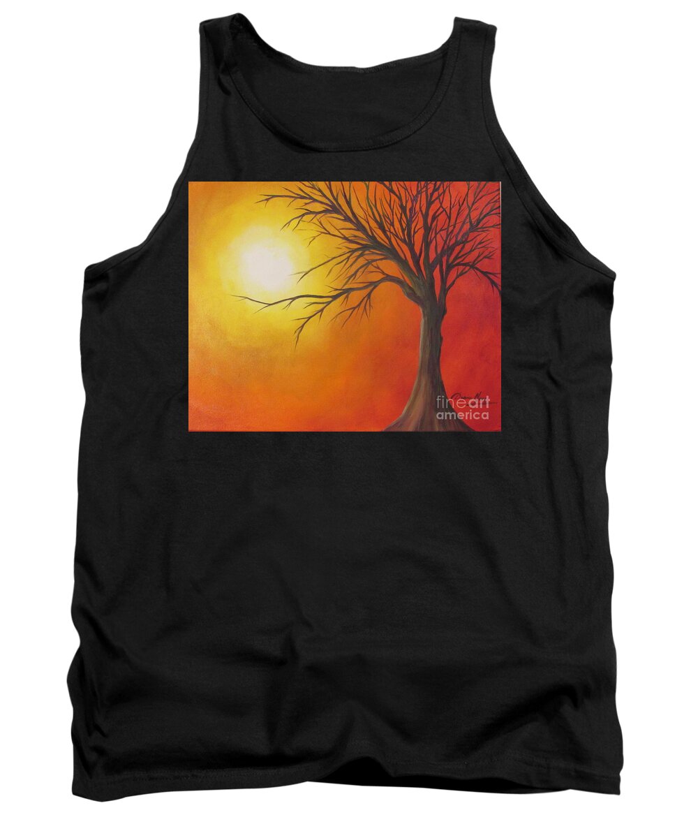 Tree Tank Top featuring the painting Lone Tree by Denise Hoag