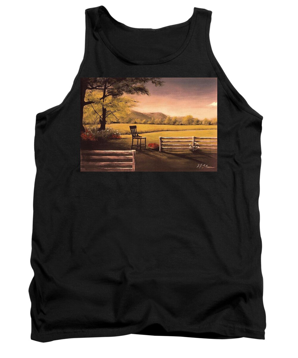 Prairie Tank Top featuring the painting Lonsesome Chair by Diane Strain