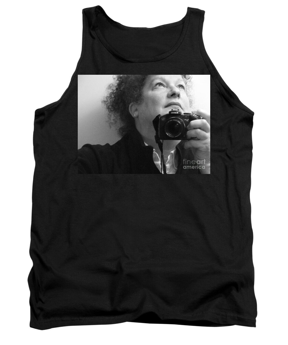 Self-portrait Tank Top featuring the photograph Looking Up - b/w by Rory Siegel