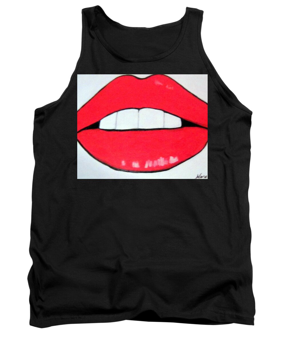 Luscious Lips Art Deco And Modern Tank Top featuring the painting Luscious Lips by Nora Shepley