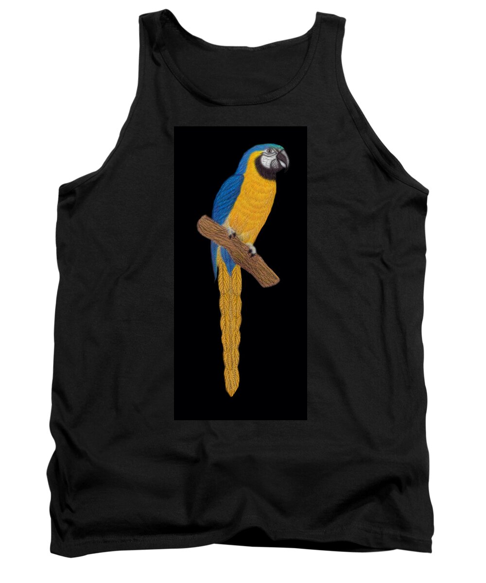 Macaw Parrot Tank Top featuring the digital art Macaw Parrot by Walter Colvin