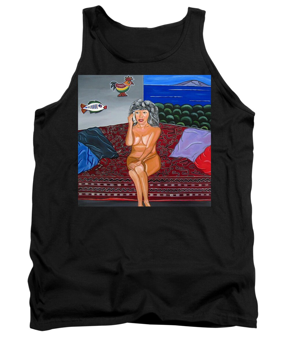 Nude Paintings Tank Top featuring the painting Maria speaks the naked truth by Sandra Marie Adams