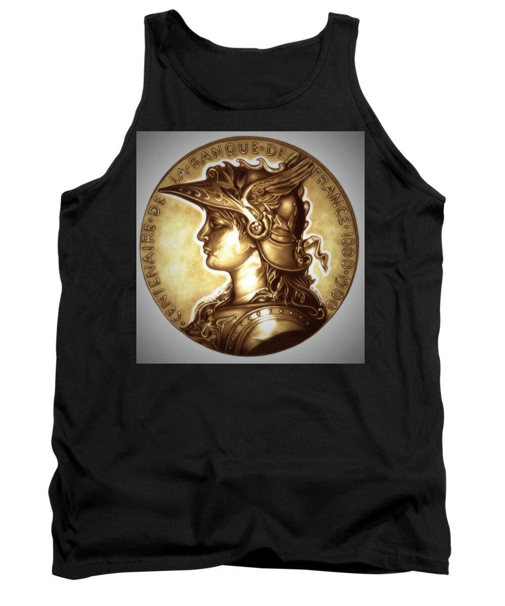 Coin Tank Top featuring the drawing Limited Edition Marianne Gold by Fred Larucci