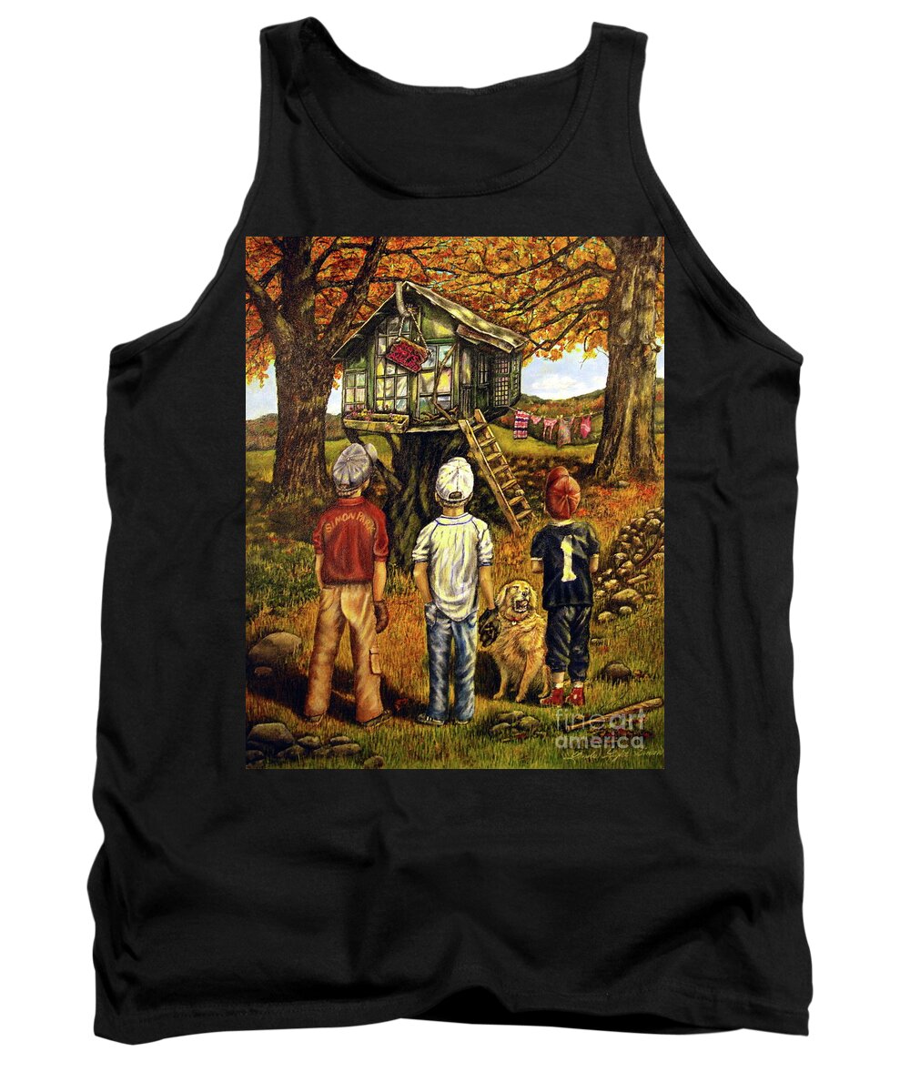  Trees Tank Top featuring the painting Meadow Haven by Linda Simon