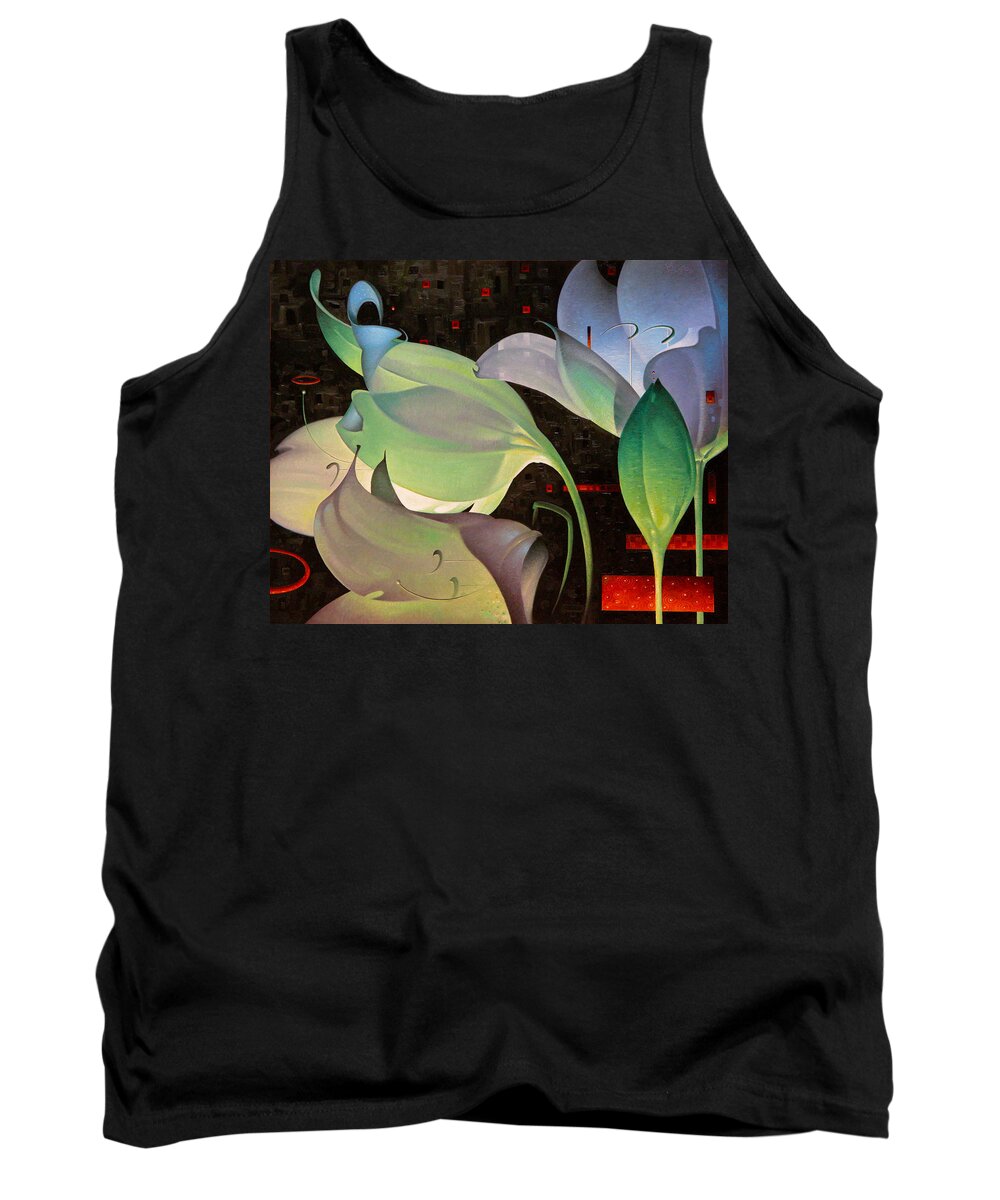 Lily Tank Top featuring the painting Midnight Conversations by T S Carson