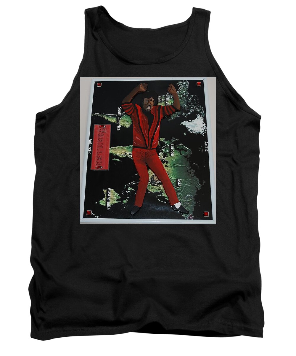 Mixed Media Tank Top featuring the painting MJ Thriller by Karen Buford