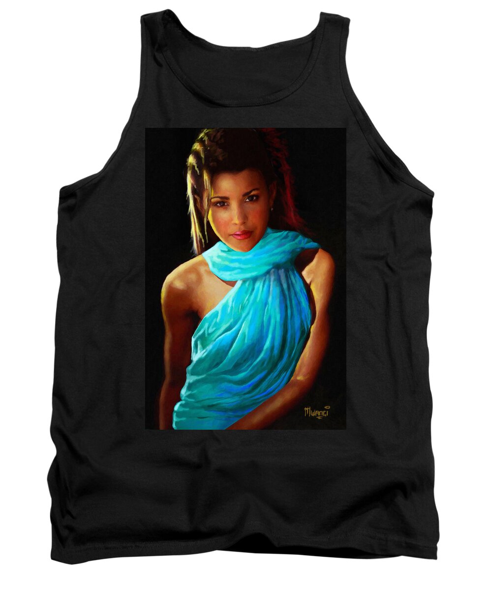 Makeup Tank Top featuring the painting Well fed Model by Anthony Mwangi