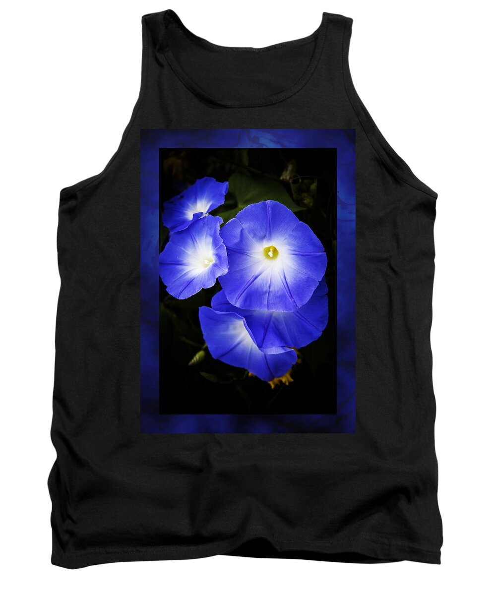 Morning Glory Tank Top featuring the photograph Moonglow on blue by Jeff Folger