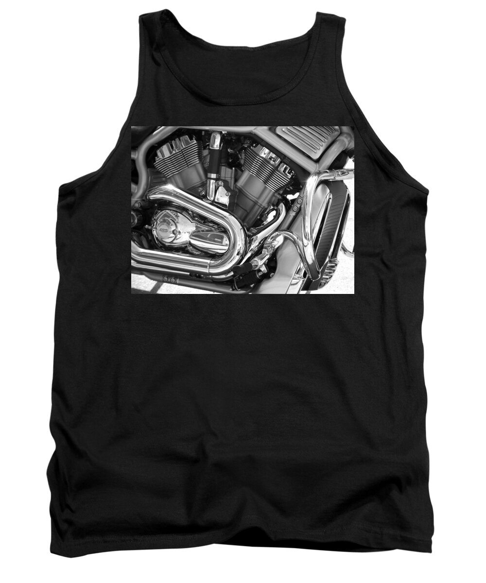 Motorcycles Tank Top featuring the photograph Motorcycle Close-up BW 1 by Anita Burgermeister