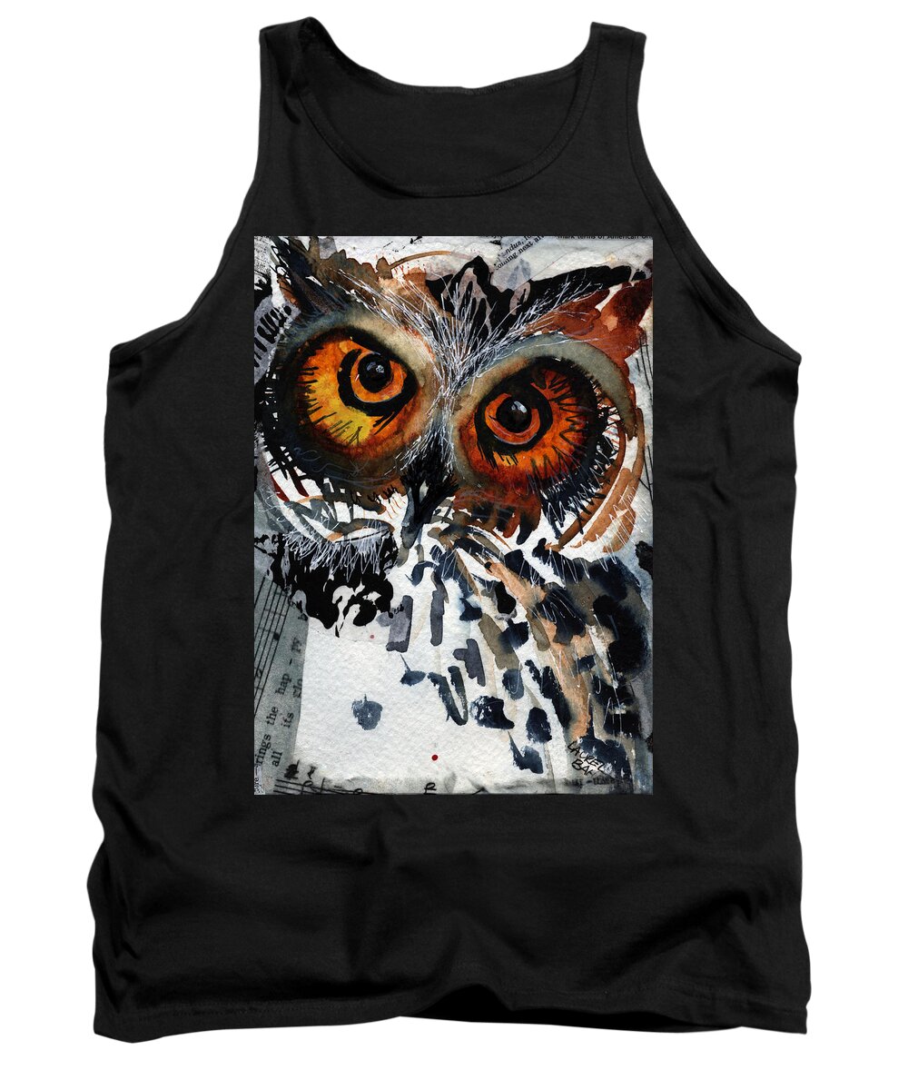  Owl Tank Top featuring the painting Musicowl by Laurel Bahe