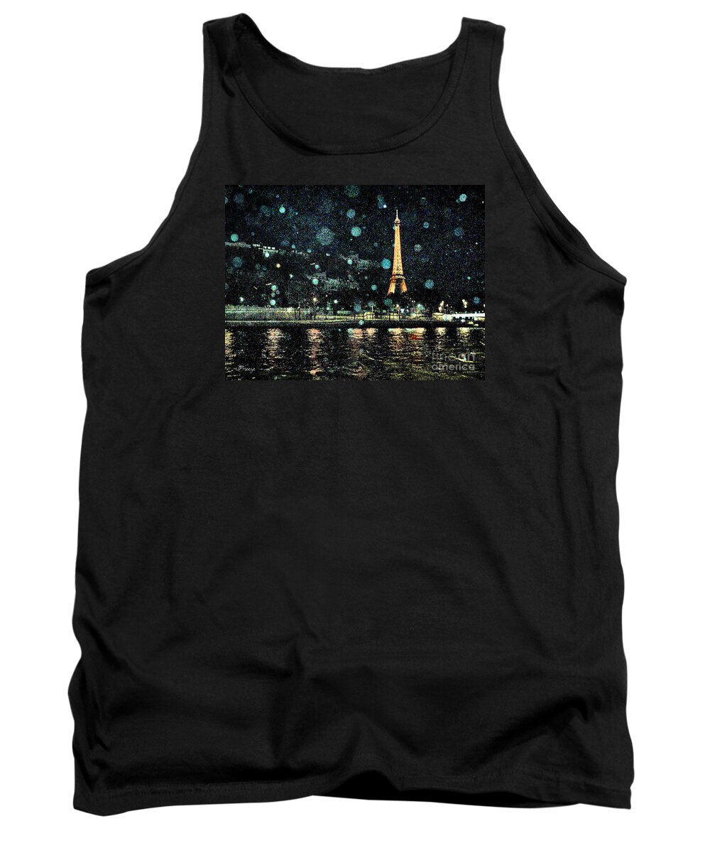 Paris Tank Top featuring the digital art My Van Gogh Eiffel Tower by Jennie Breeze